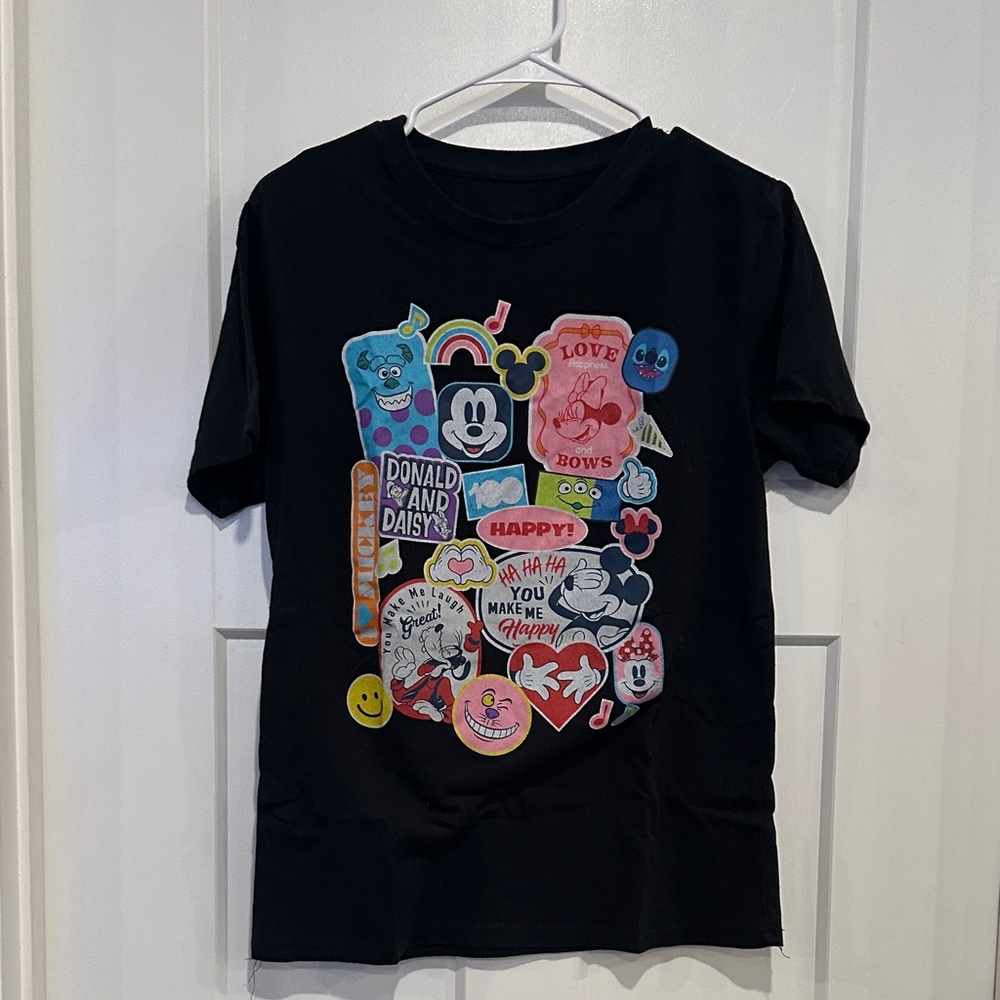Disney Black T-Shirt with Colorful Graphic
